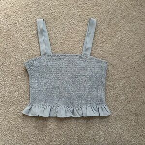 NWT Pants Store Shirred Smocked Crop Top Womens Large Summer Gingham